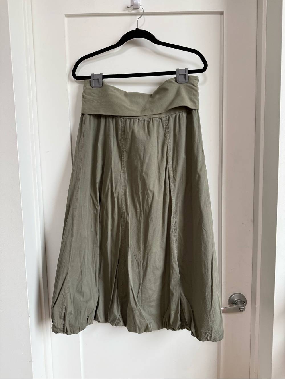 XCVI Olive Green Gathered Waist Midi Skirt